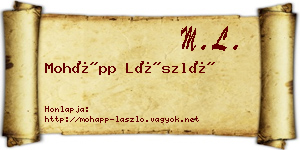 Mohápp László névjegykártya